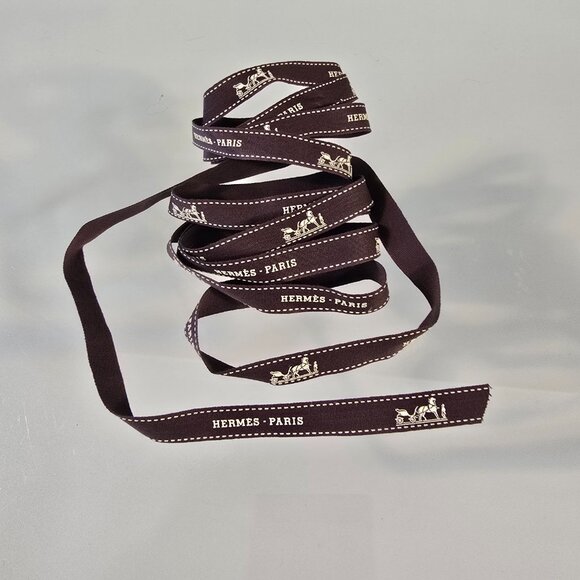 Hermes Paris Authentic Designer Ribbon Gift Wrapping Brown 2 Yards 10 Inches - Picture 4 of 5